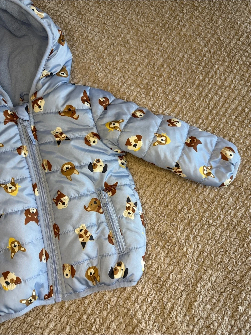 Cute Dog Print Puffer Jacket